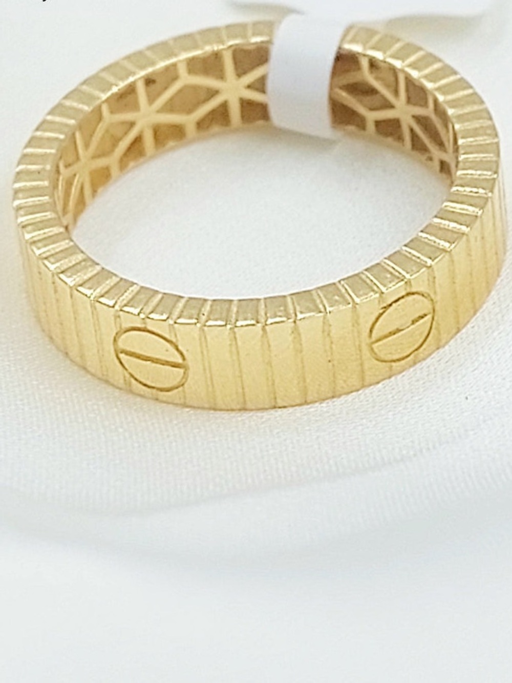 Gold Textured Screw Accent Women's Ring